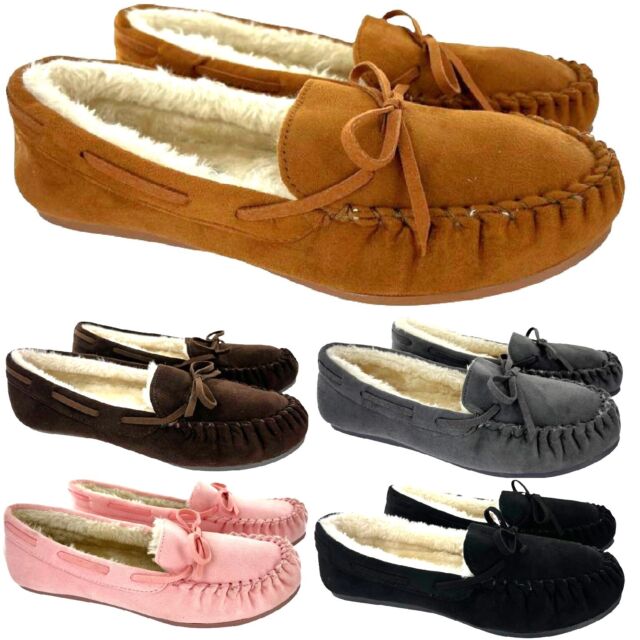 LADIES WOMENS FLAT WARM MOCCASIN INDOOR OUTDOOR COMFY SOFT BEDTIME SLIPPERS SZ LADIES WOMENS FLAT WARM MOCCASIN INDOOR OUTDOOR COMFY SOFT BEDTIME SLIPPERS SZ