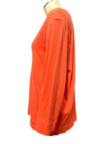 Chicos The Ultimate Tee Long Sleeve Orange Blouse Size 3 - Picture 2 of 9