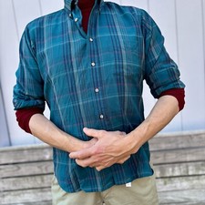 VINTAGE PENDLETON—Teal Flannel Board Shirt—Men’s L—Made in USA—Virgin Wool—VG+