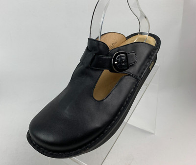 Alegria by PG Lite Classic Clog Black Leather T-Strap Round Toe EU41/US10.5-11