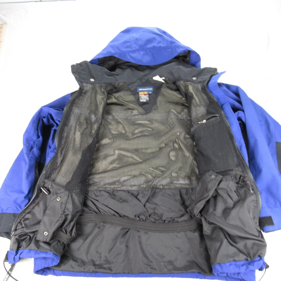 Vintage Sportif Gore Tex Jacket Mens Small Blue Pockets Snap Zip Hooded Parka - Image 2 of 4