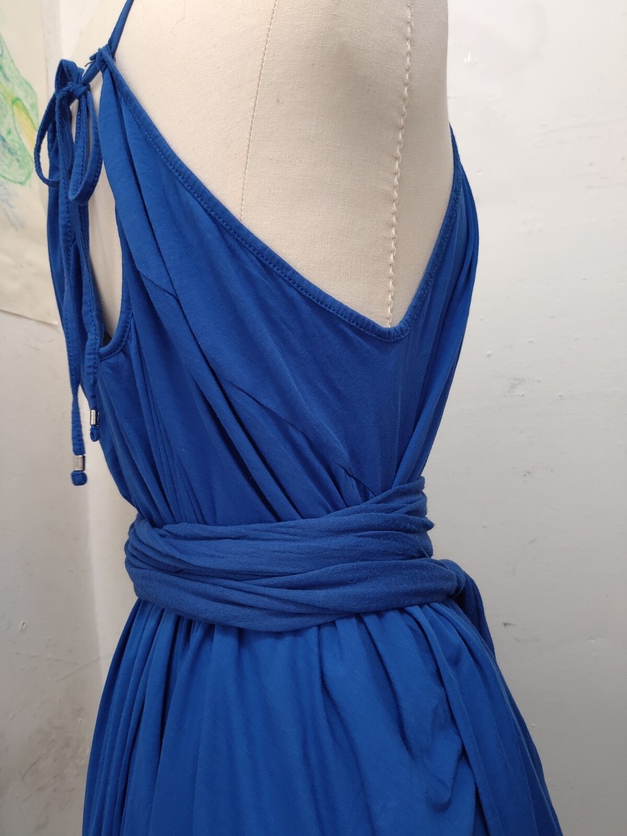 RLX Ralph Lauren ニットドレス RLX Ralph Lauren Blue Cotton Knit Grecian Dress W Sash M | eBay