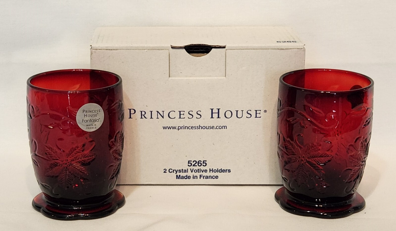 NEW PRINCESS HOUSE Fantasia Set of 2 Crystal Votive Candle Holders&nbsp;Ruby Red