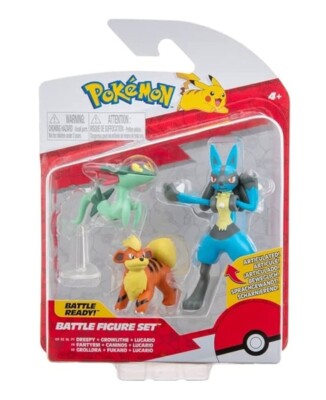Pokemon Battle Action Figure Set 2022 GROWLITHE DREEPY LUCARIO - NEW!