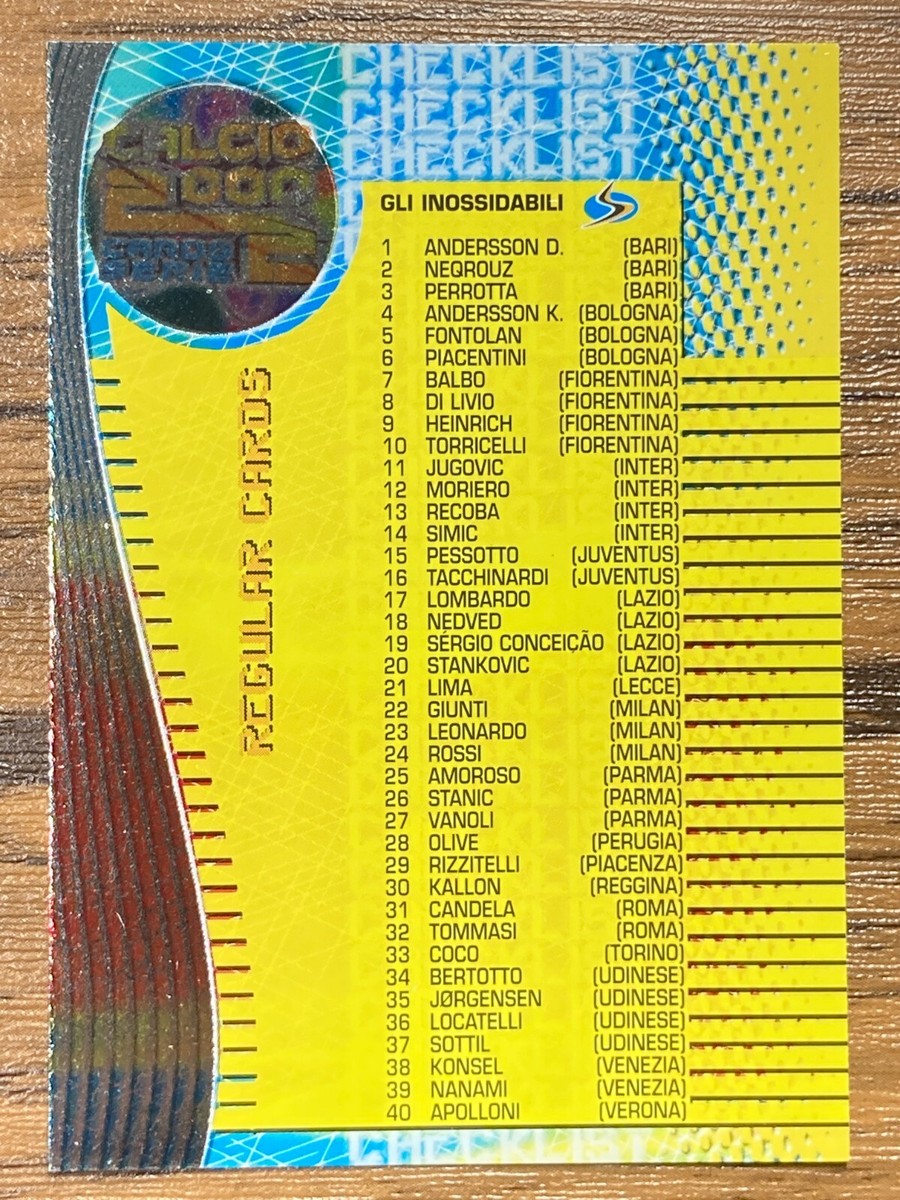 Panini Card Calcio 1999-2000 Serie A Checklist C1 | eBay