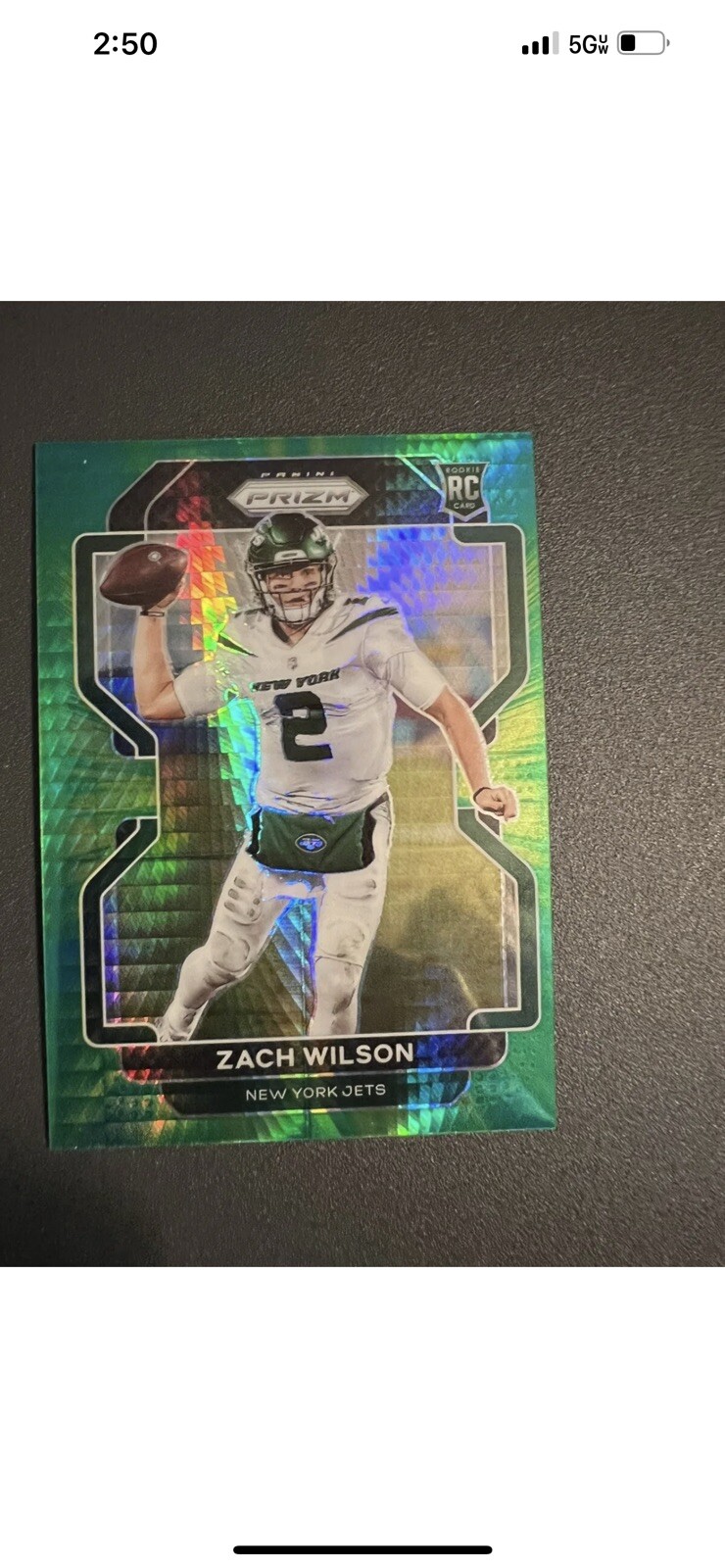 2021 NFL prizm Zach Wilson Green Hyper Prizm /175 (Color Match) 🚀Invest Jets QB