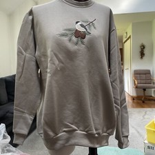 Morning Sun Embroidered Bird Long Sleeve Sweatshirt Size Medium