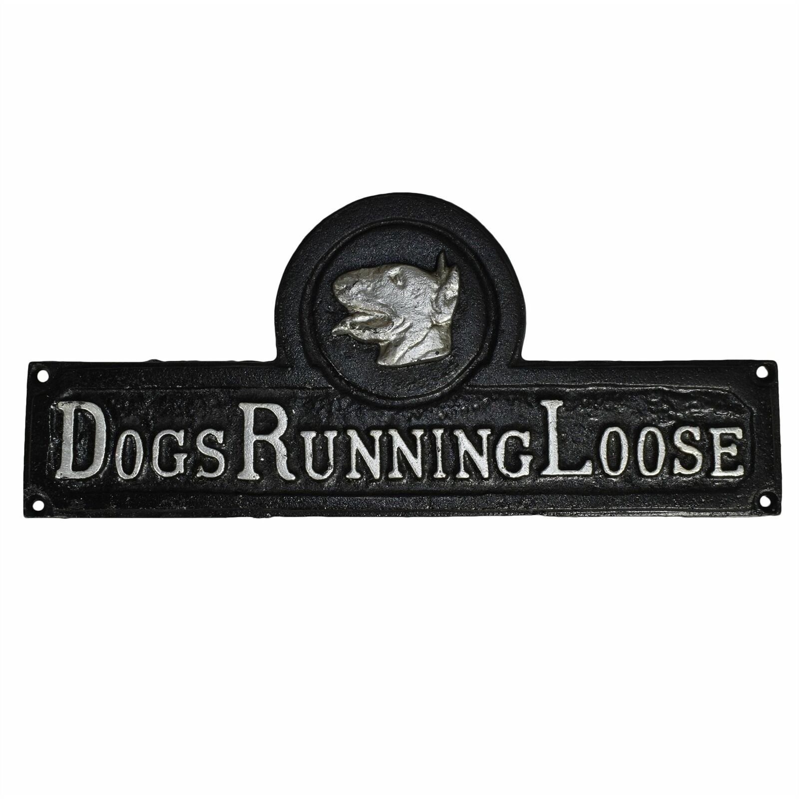 Rustic Gate Plaque in Black and Golden 9.5 x 2.8 Inches; Includes Mounting Hardware Cast Iron “Caution Dog Running Free Gate Sign Plate 