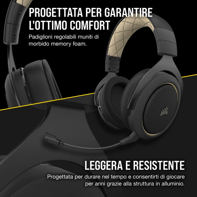 Corsair HS70 PRO Cuffie da Gioco Wireless - Cream | Acquisti Online su eBay