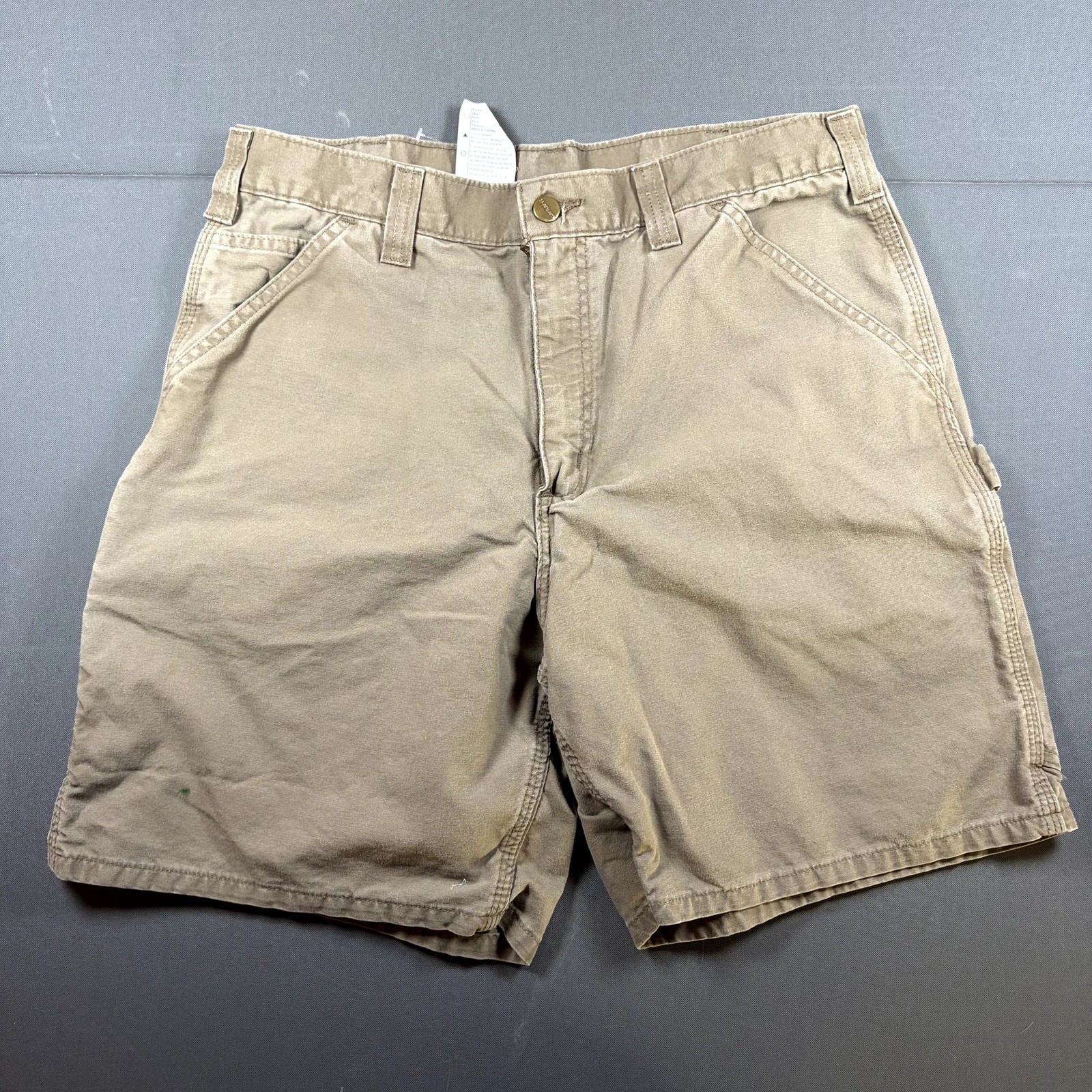 Vintage Carhartt Canvas Carpenter Shorts Brown B144-LBR Sz 34 Workwear Gorpcore