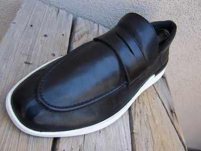 WOLF & SHEPHERD Mens Casual Dress Shoes Black Leather Penny 
