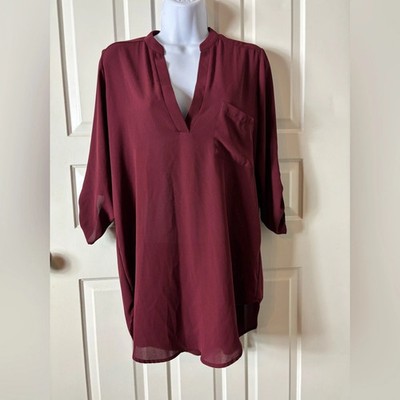 Lush Deep Burgundy Tunic Top-Large Preowned