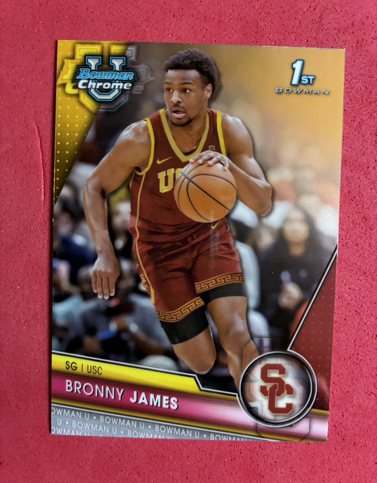 2023-24 Bowman University Chrome Bronny James #95 (RC) Toploader&Free Shipping