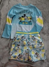 Disney Junior Mickey Boy's 2 Piece UPF Rash Guard Swim Trunk Set Sz 5T NWT