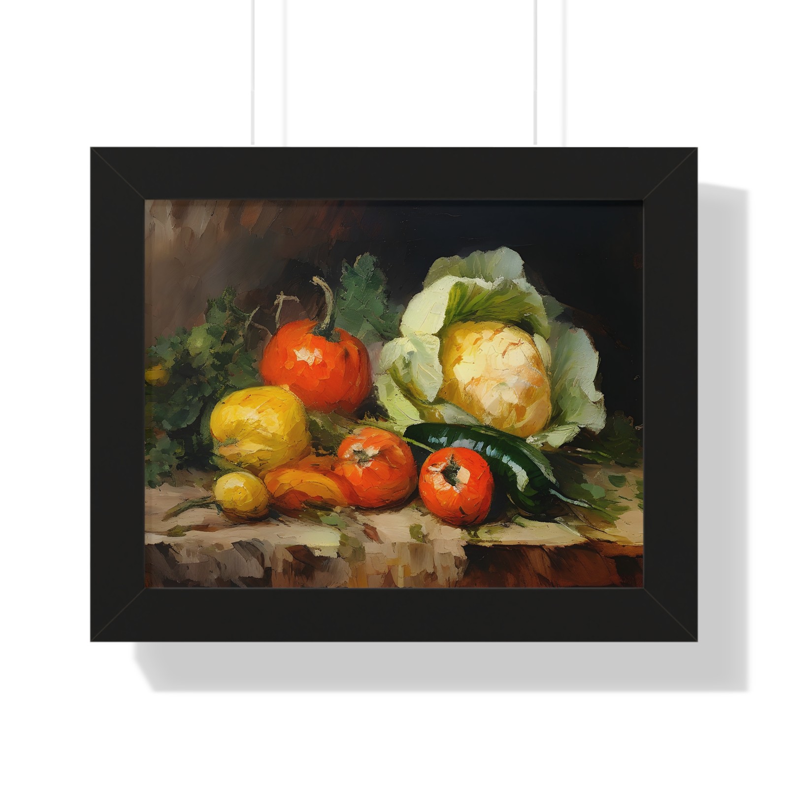 Framed Spring Vegetables Oil Painting Print Vintage Kitchen Home Wall Decor Art