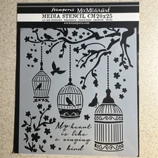 Stamperia Stencil 7.87"X9.84"- Little Bird Cages KSTD040