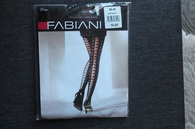 Fabiani Feinstrumpfhose Gr. 38-40 Schwarz Schnürung Optik 50 den Neu OVP