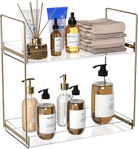 Bathroom Counter Organizer, 2 Tier Acrylic Tray Vanity Counter Skincare - Picture 2 of 48