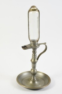 Q73L40 Pewter Oil Lamp with Glass Bulb