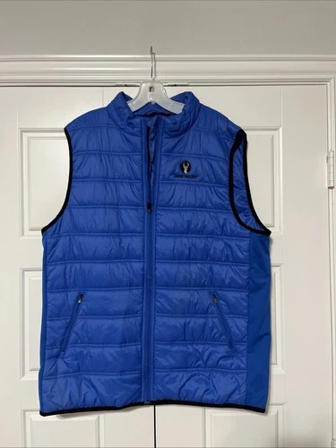 Straight Down Deer Valley Logo Puffer Vest Mens L Blue Full Zip Outdoor Golf - product listing photo