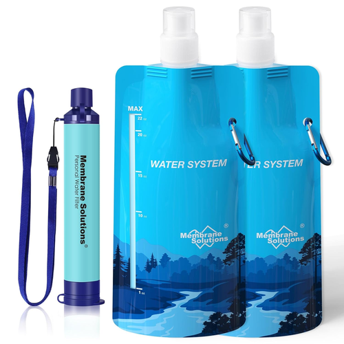 Squeezable Water Filtration System, Survival Water Purifier Kit, Portable Backpa - Picture 9 of 12