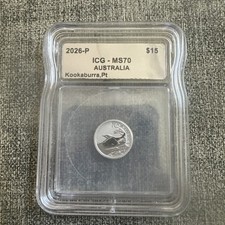 2026-P ICG MS70 .999 1/10th Platinum Australia, kookaburra