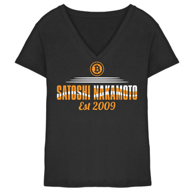 Satoshi Nakamoto - Est. 2009 - Damen V-Neck T-Shirt | BTC Bitcoin Wallet