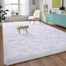 DweIke Fluffy Area Rug 5x8 Ultra Soft Shaggy Plush Carpet for 5 ft x 8 ft White