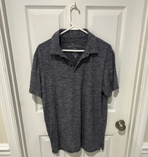 Marc Anthony L Gray Mélange Luxury Polo Shirt Short Sleeve Collared Button Men's