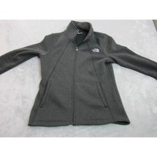 The North Face Fleece Jacket Womens M Gray Full Zip Mock Neck Hiking Cozy