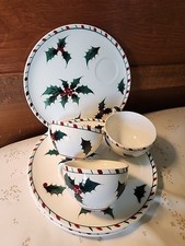 Vtg LEFTON 3 Sets Holly Berry Candy Cane Snac...