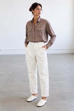 AYR The Metropolitan Trouser Pants Pleated Straight Leg High Waist Cream Size 0