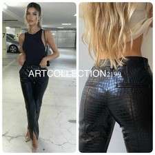 Zara CROCO PANTALONE ECOPELLE EFFETTO ANIMALIER VENTS NERO XS-XXL 4369/254