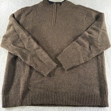 Pendleton Washable Wool Laine Lavable Quarter Zip Sweater Men's XL Brown CLEAN