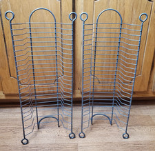 Lot Of 2 22 Inch Metal DVD / Game Storage Rack Tower Holds 25 Silver Wire Stand