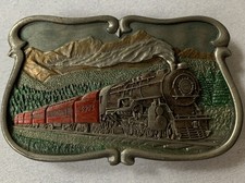 Belt Buckle Vintage 1984 Bergamot Brass Works Train 5473 In Color