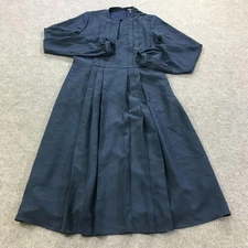 Brooks Brothers Dress Womens 6 Navy Blazer Crepe Long Sleeve Pleated Midi A Line