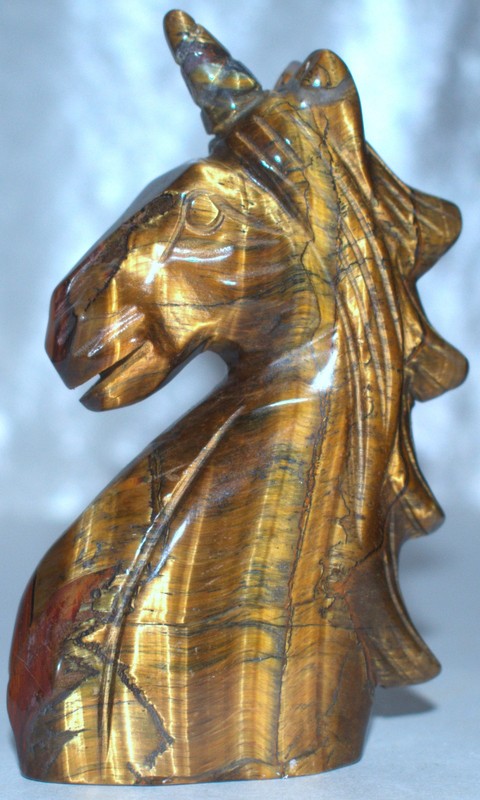 Golden Tiger Eye Unicorn Head 4.67"/290 Grams