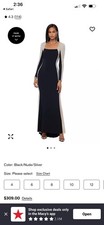 Xscape Women's Black Silver Square Neck Embellished Colorblocked Gown Size 6