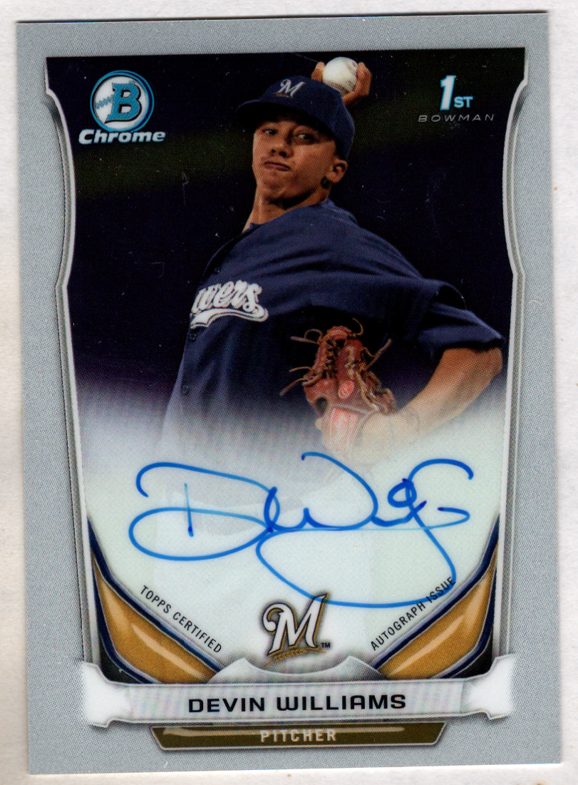 Devin Williams 2014 Bowman Chrome Prospect 1st Auto