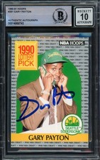 Gary Payton Signed 1990-91 Hoops RC 391 Seatt...