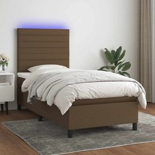 Boxspring met matras en LED stof donkerbruin 80x200 cm bed boxspringbed vidaXL