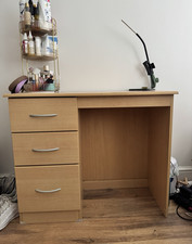 Argos Beige Light Wood Computer Desk 3 Drawers 95x40x80cm Home Office
