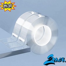 16.5FT Transparent Tape Double Sided Traceless Washable Adhesive Invisible Gel