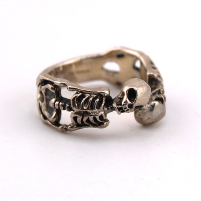 K18,6 Vintage Sterlingsilber Doppel Skelett Wickelring Größe T
