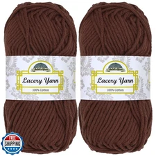 JubileeYarn Lacery Yarn - 100g/Skein Chunky Cotton - Plumwine - 2 Skeins