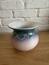 VTG JK Dryden Pottery Pink To Light Purple Drip Glaze In Blue-Green Very 80s