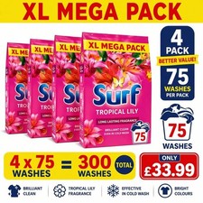 Surf Tropical Lily Washing Powder 300 Wash XL Mega Pack 4x75 Laundry Detergent U