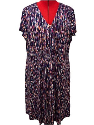 Maggie London Sz 18W Nikola Dress City Lights Navy V Neck Knee Length Dress NWT