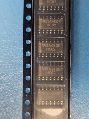 (10PCS) SN74HC02D TI NOR Gate, HC/UH Series, 4-Func, 2-Input, CMOS, SOIC14 HC02